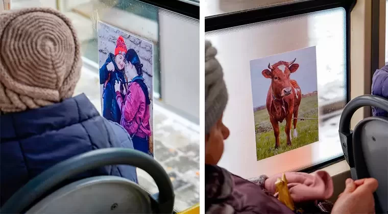 В Нижнекамске курсирует трамвай со снимками «особенных фотографов»