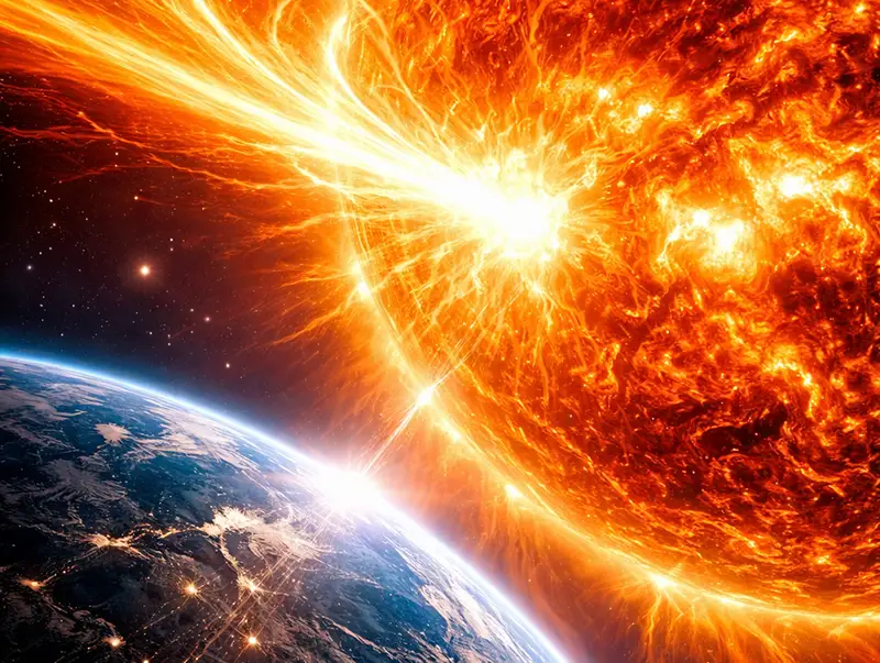 Рекордная солнечная буря: полярные сияния видны в средних широтах