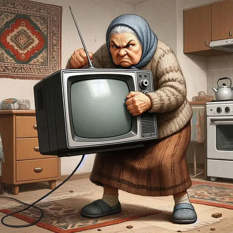 Китайская бабушка с характером: бьет телевизор, когда любимых героев обижают в сериалах