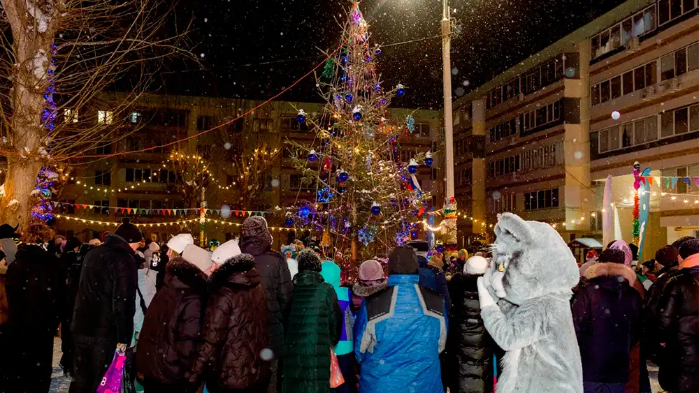 15-метровая ёлка из гирлянд и фестивали во дворе: как нижнекамцы борются за звание лучшего зимнего двора