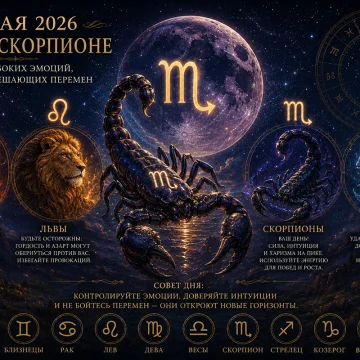 25 мая 2026: Луна в Скорпионе — день страсти и опасности для Овнов и Львов, удача для Скорпионов и Рыб